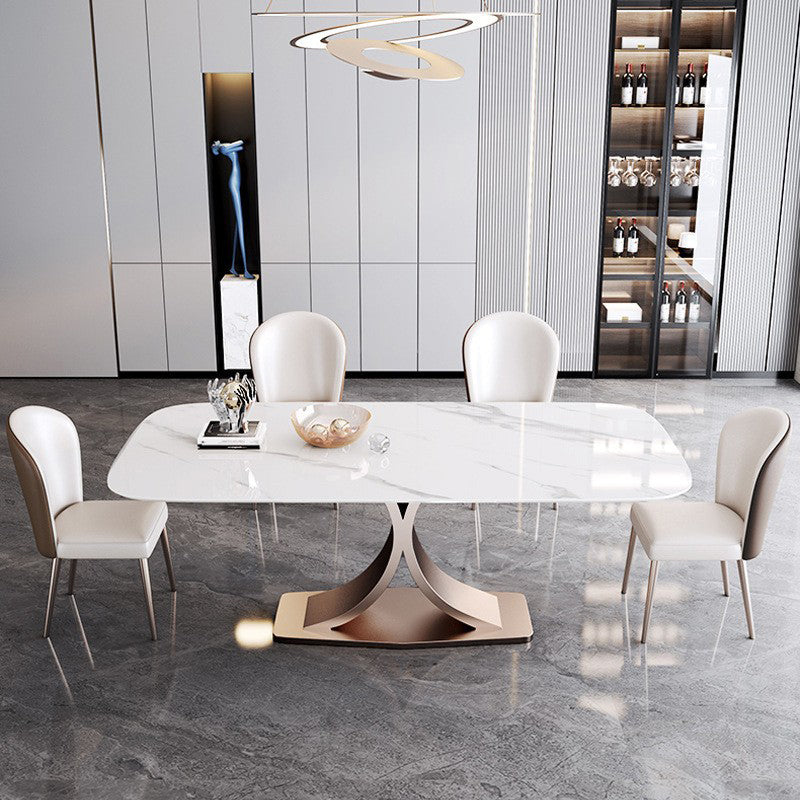 Modern Sintered Stone Top Dining Set Rectangle 1/5/6 Pieces Dining Room Table Set