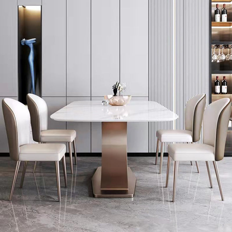 Modern Sintered Stone Top Dining Set Rectangle 1/5/6 Pieces Dining Room Table Set