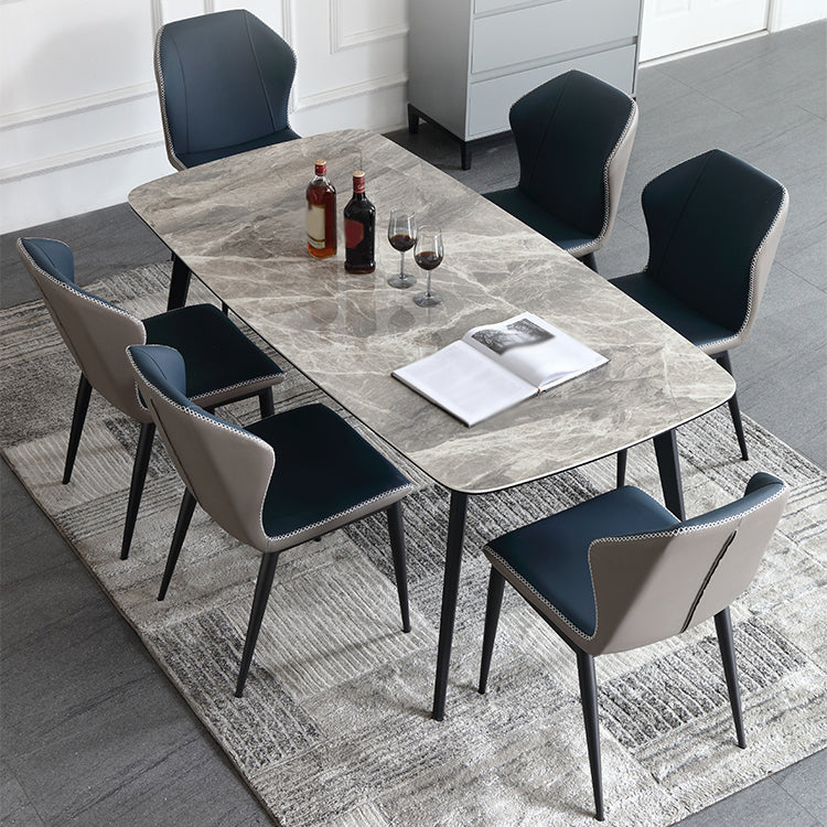 Modern Rectangle Dinette Set 1/2/5/7 Pieces Grey Sintered Stone Top Dining Table Set