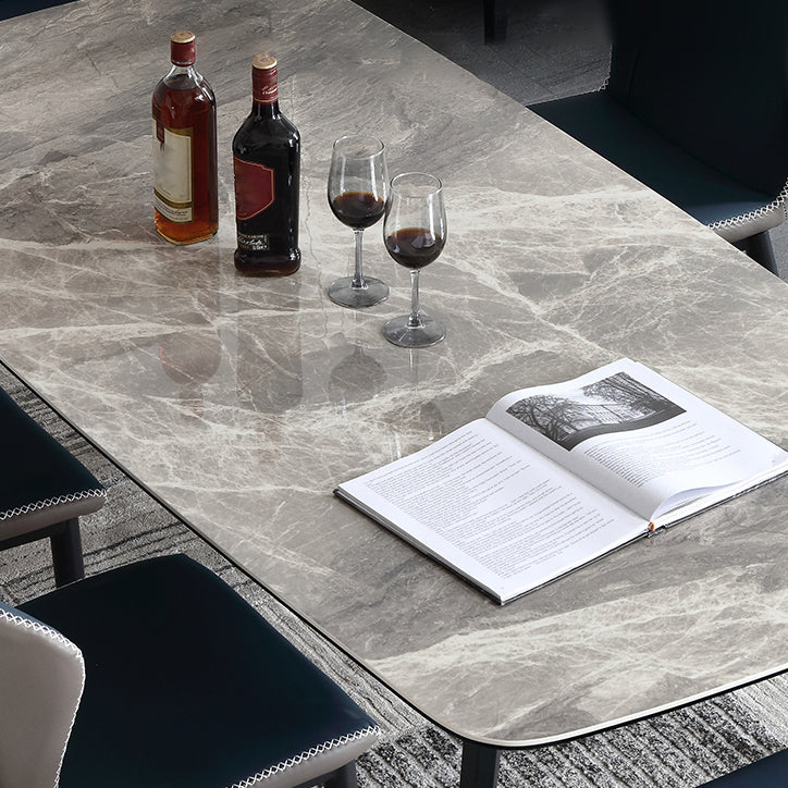 Modern Rectangle Dinette Set 1/2/5/7 Pieces Grey Sintered Stone Top Dining Table Set