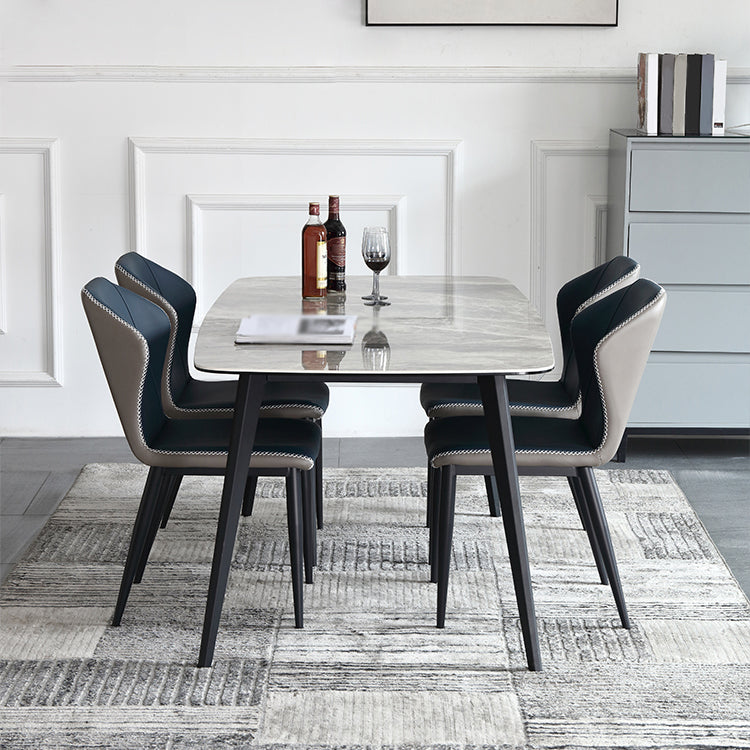 Modern Rectangle Dinette Set 1/2/5/7 Pieces Grey Sintered Stone Top Dining Table Set