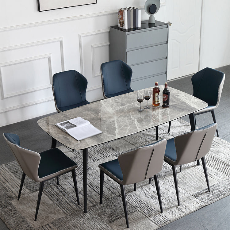 Modern Rectangle Dinette Set 1/2/5/7 Pieces Grey Sintered Stone Top Dining Table Set