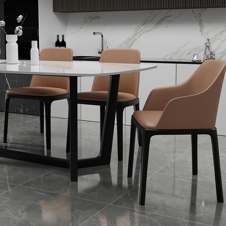 Modern Ash Wood Dinette Set 1/4/5 Pieces Rectangle Sintered Stone Top Dining Table Set