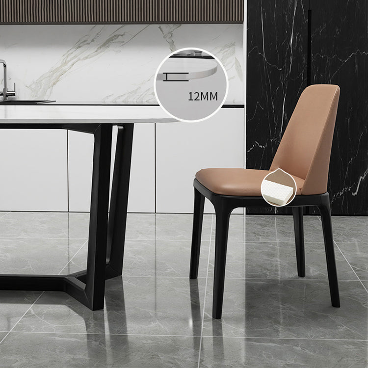 Modern Ash Wood Dinette Set 1/4/5 Pieces Rectangle Sintered Stone Top Dining Table Set