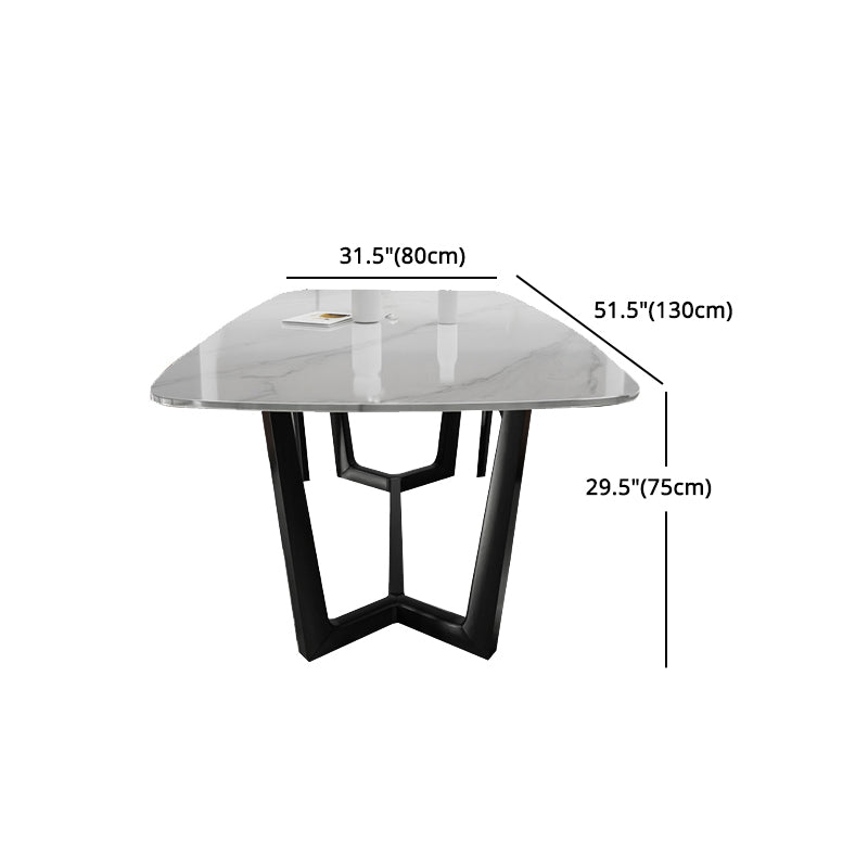 Modern Ash Wood Dinette Set 1/4/5 Pieces Rectangle Sintered Stone Top Dining Table Set