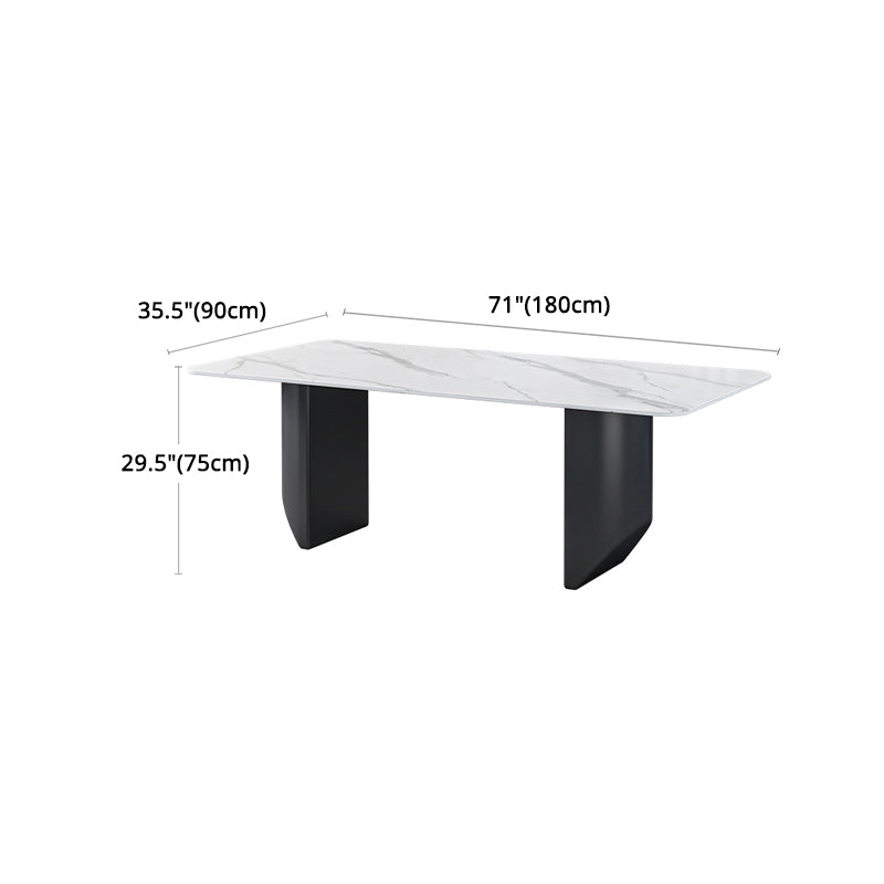 Modern Iron Dinette Set 1/2/5/7 Pieces Rectangle White Sintered Stone Top Dining Table Set