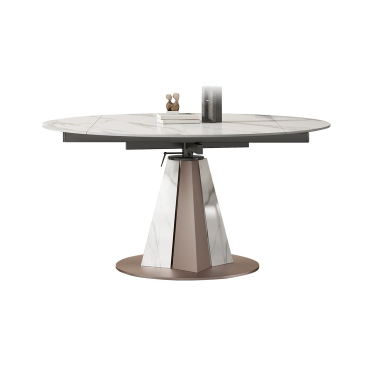 Modern Scalable Dinette Set 1/2/3/7/9 Pieces Round White Sintered Stone Dining Table Set