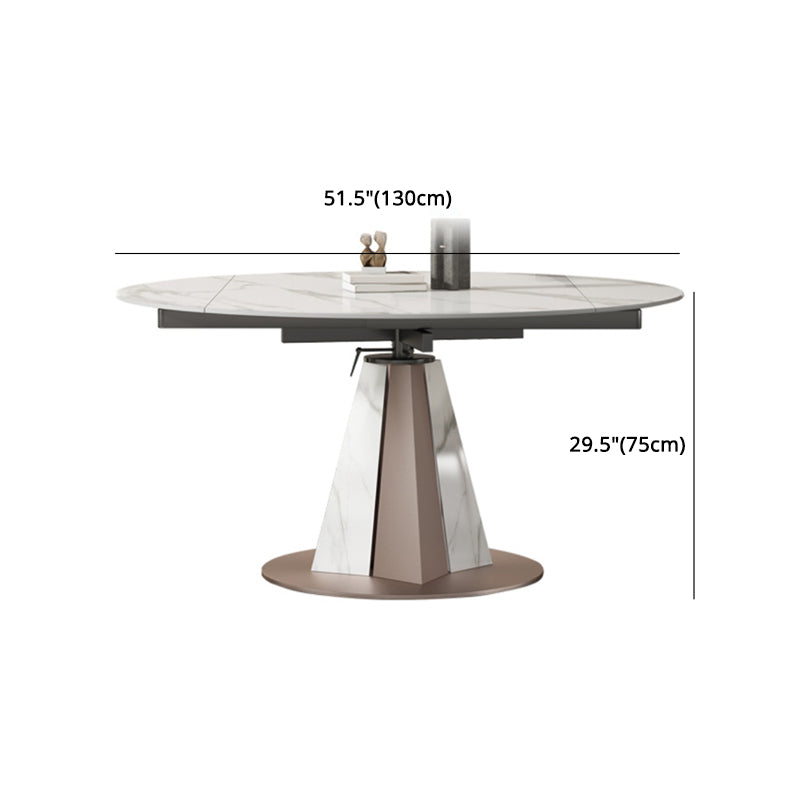 Modern Scalable Dinette Set 1/2/3/7/9 Pieces Round White Sintered Stone Dining Table Set