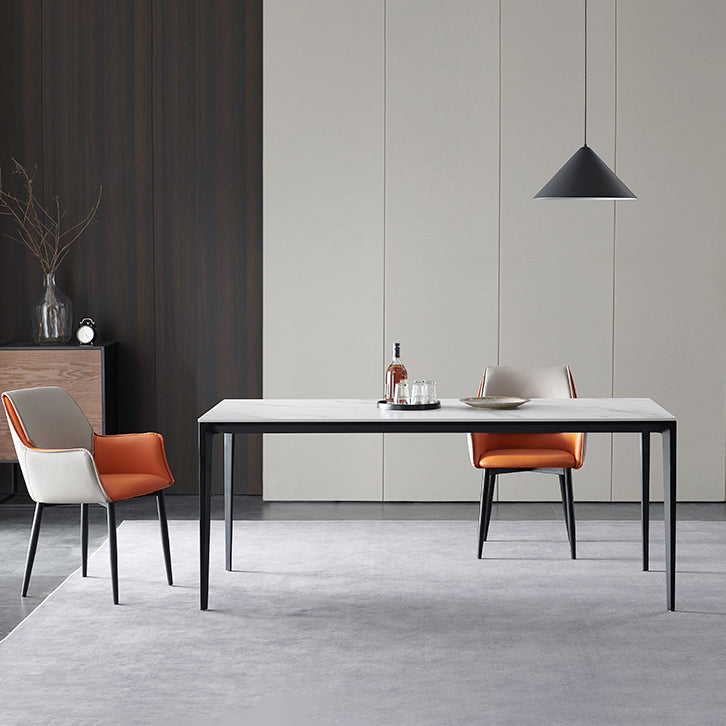 Modern Dinette Set 1/3/4 Pieces Rectangle White Sintered Stone Top Dining Table Set