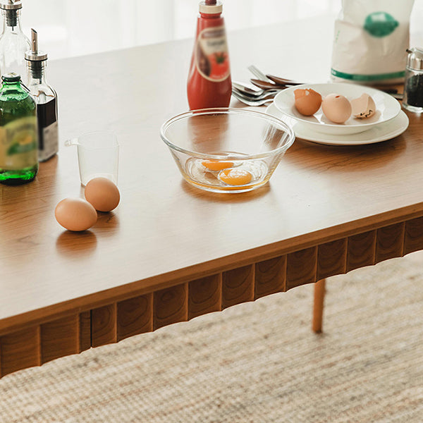 Solid Wood Dining Table Modern Rectangle Dining Table with 4 Legs