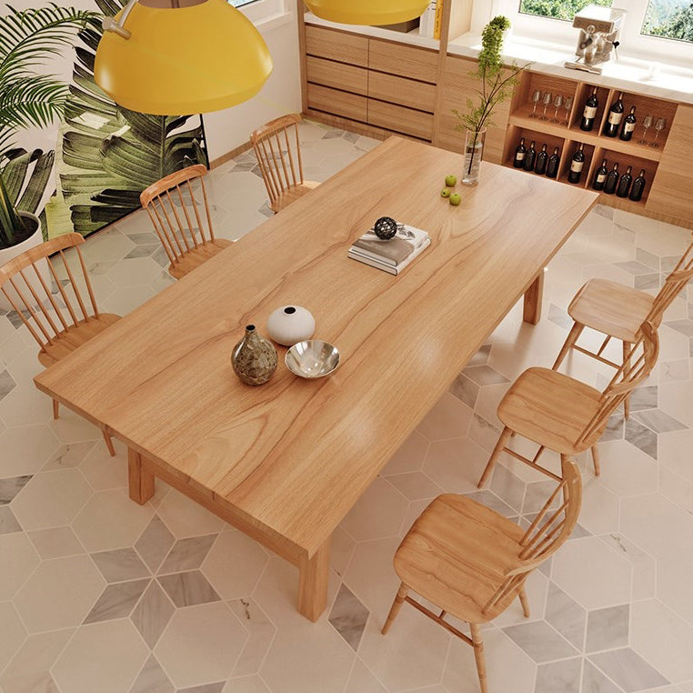 Rectangle Wood Dining Table for Restaurant Modern Pine Table with Trestle Base