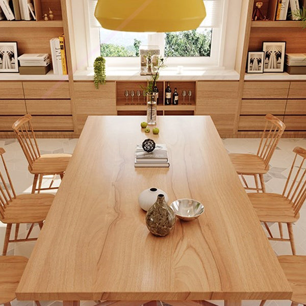 Rectangle Wood Dining Table for Restaurant Modern Pine Table with Trestle Base