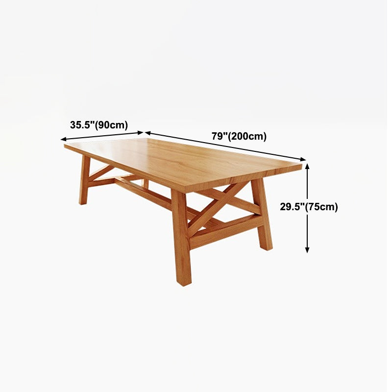 Rectangle Wood Dining Table for Restaurant Modern Pine Table with Trestle Base