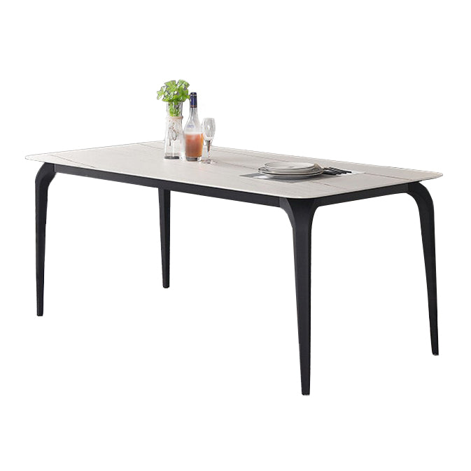 Modern Rectangle Dining Table Stone Top Table with Stainless Steel 4 Legs