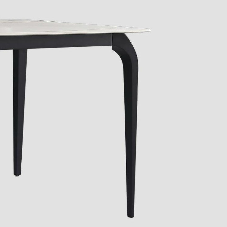 Modern Rectangle Dining Table Stone Top Table with Stainless Steel 4 Legs