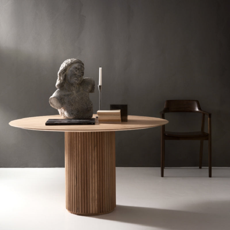 Round Pedestal Dining Site Table Contemporary Style Pine Solid Wood Dinette Table