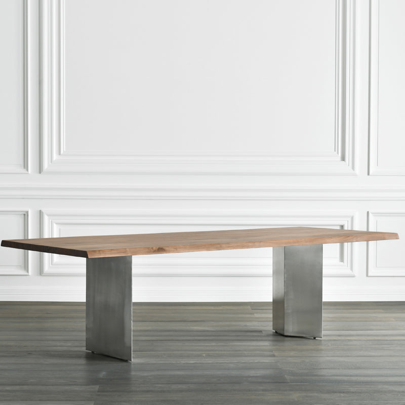 Industrial Solid Wood Table for Restaurant Rectangle Table with Double Pedestal