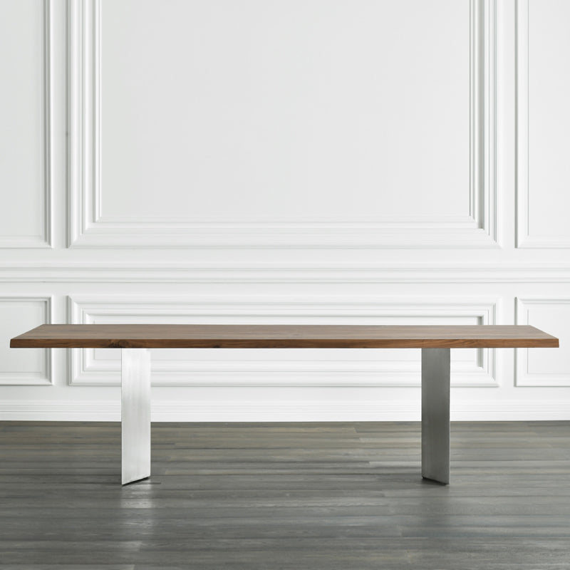 Industrial Solid Wood Table for Restaurant Rectangle Table with Double Pedestal
