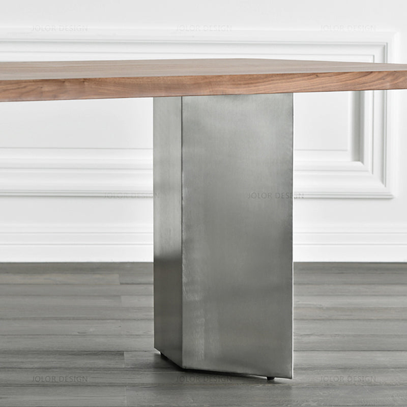 Industrial Solid Wood Table for Restaurant Rectangle Table with Double Pedestal