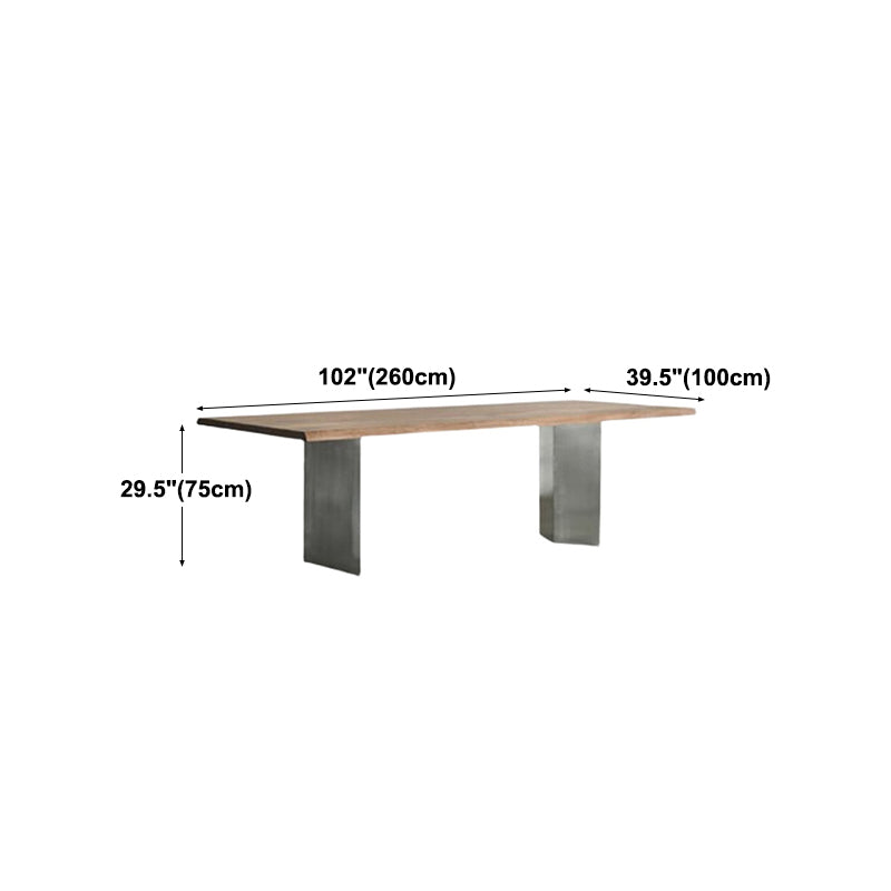 Industrial Solid Wood Table for Restaurant Rectangle Table with Double Pedestal