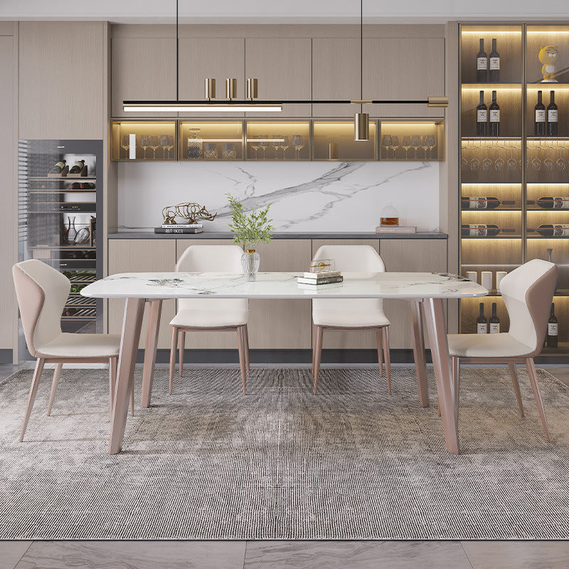 Rectangle Top Dining Table Modern Stone Dining Table with 4 Legs
