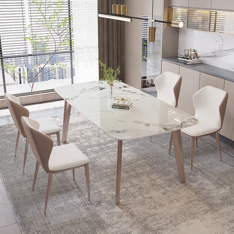 Rectangle Top Dining Table Modern Stone Dining Table with 4 Legs