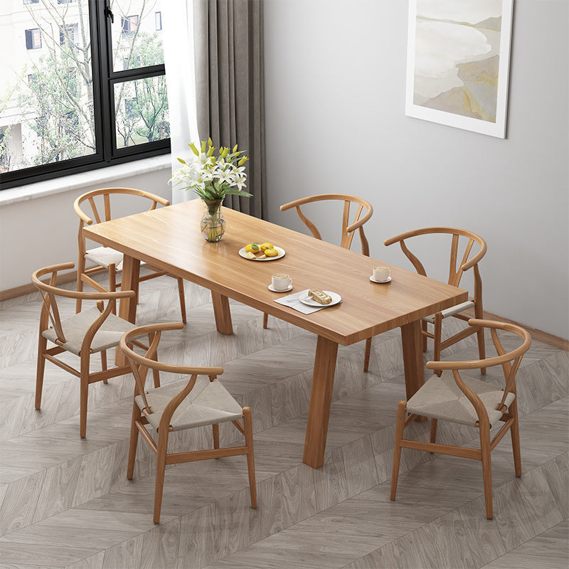Solid Wood Top Dining Table Traditional Luxury Table with 4 Legs