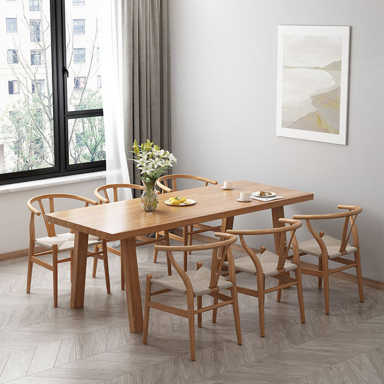 Solid Wood Top Dining Table Traditional Luxury Table with 4 Legs