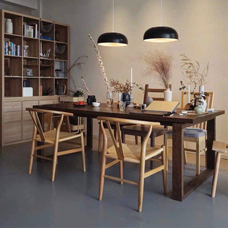 Pine Wood Top Table Rectangle Traditional Luxury Table with Sled Base