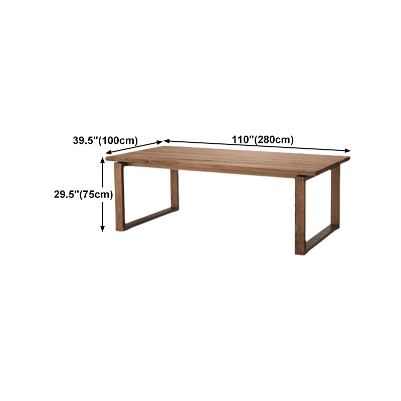 Pine Wood Top Table Rectangle Traditional Luxury Table with Sled Base