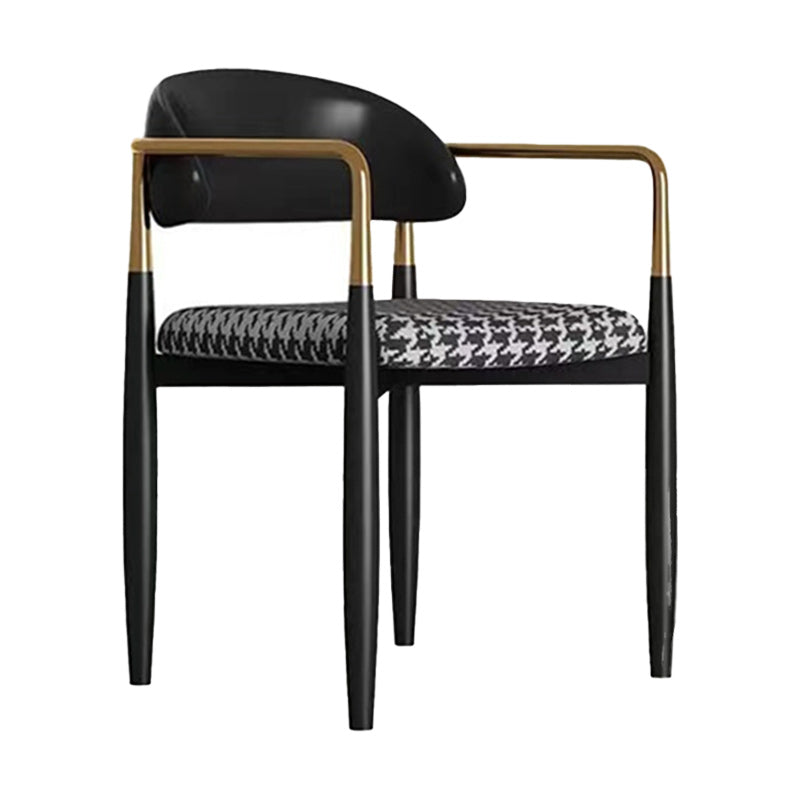 Upholstered Dining Chair Glam Style Open Back Dining Armchair for Indoor