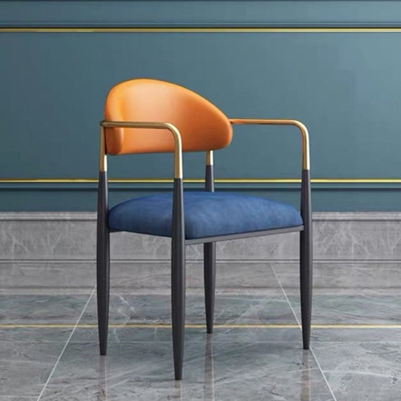 Upholstered Dining Chair Glam Style Open Back Dining Armchair for Indoor