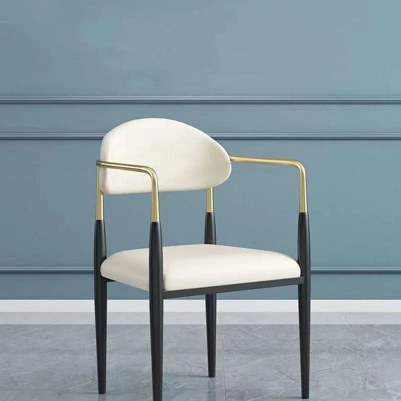 Upholstered Dining Chair Glam Style Open Back Dining Armchair for Indoor