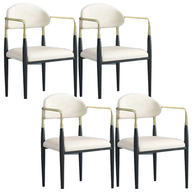 Upholstered Dining Chair Glam Style Open Back Dining Armchair for Indoor