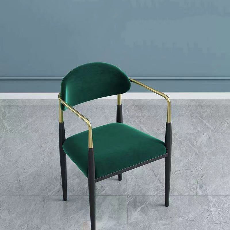Upholstered Dining Chair Glam Style Open Back Dining Armchair for Indoor