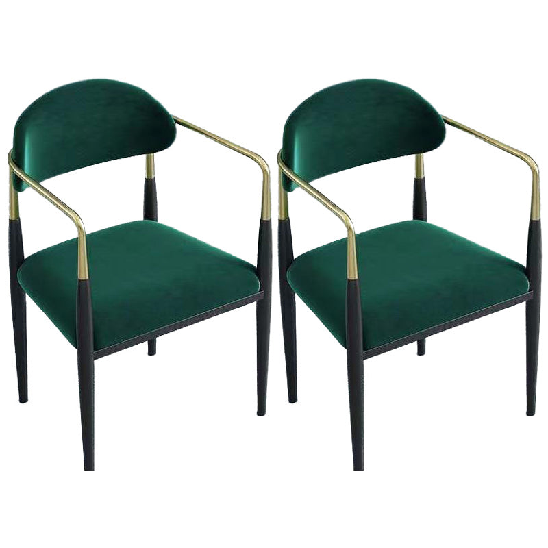 Upholstered Dining Chair Glam Style Open Back Dining Armchair for Indoor
