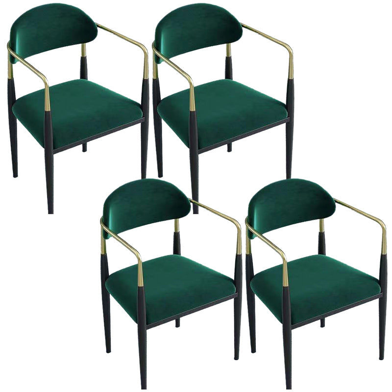 Upholstered Dining Chair Glam Style Open Back Dining Armchair for Indoor