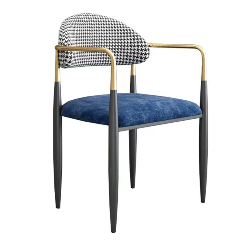Upholstered Dining Chair Glam Style Open Back Dining Armchair for Indoor