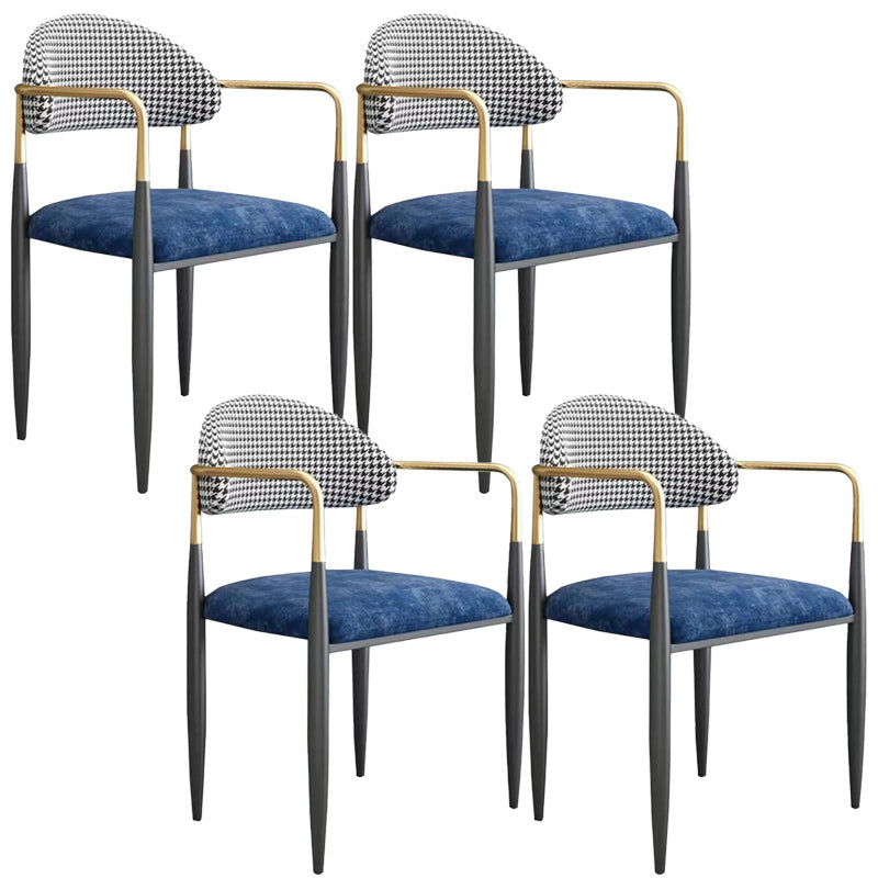 Upholstered Dining Chair Glam Style Open Back Dining Armchair for Indoor
