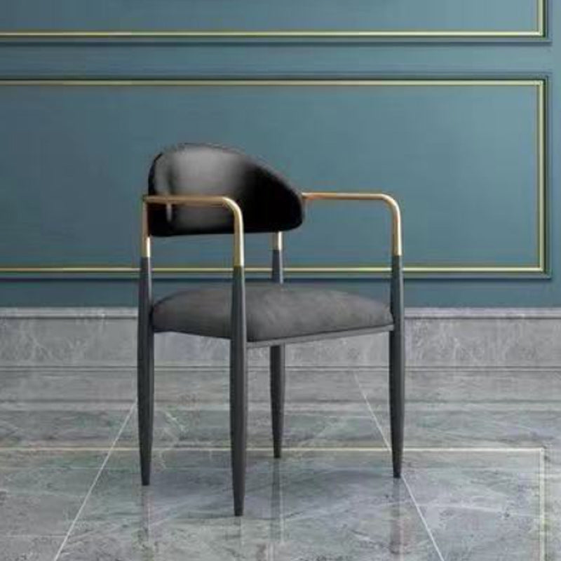 Upholstered Dining Chair Glam Style Open Back Dining Armchair for Indoor