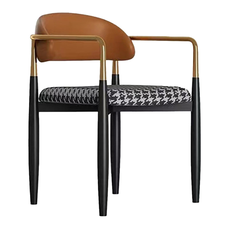 Upholstered Dining Chair Glam Style Open Back Dining Armchair for Indoor
