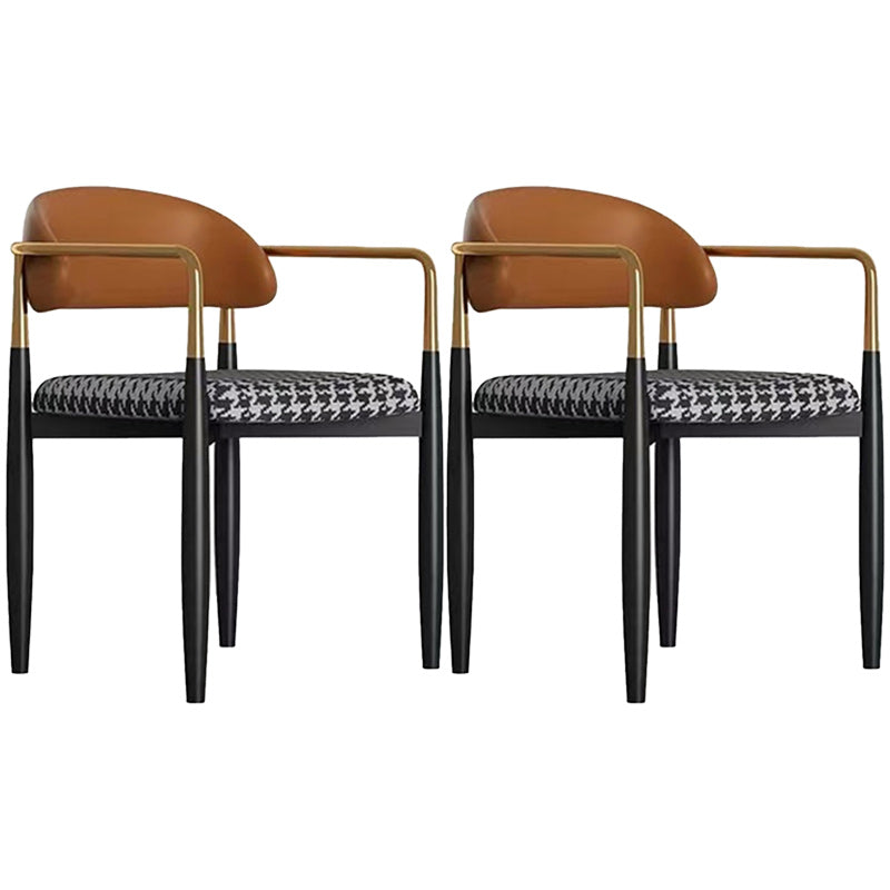 Upholstered Dining Chair Glam Style Open Back Dining Armchair for Indoor