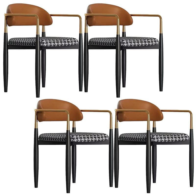Upholstered Dining Chair Glam Style Open Back Dining Armchair for Indoor
