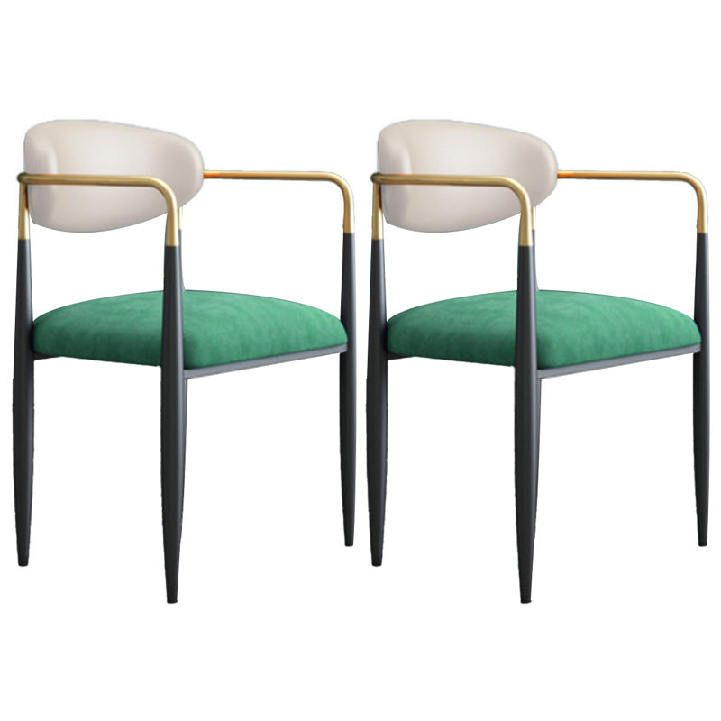 Upholstered Dining Chair Glam Style Open Back Dining Armchair for Indoor