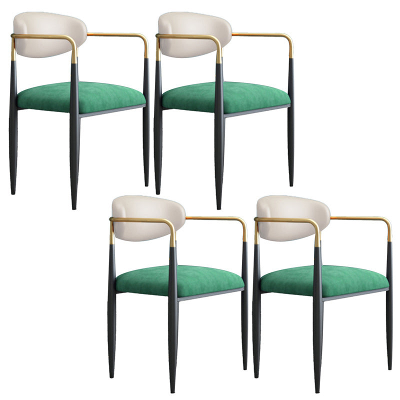 Upholstered Dining Chair Glam Style Open Back Dining Armchair for Indoor