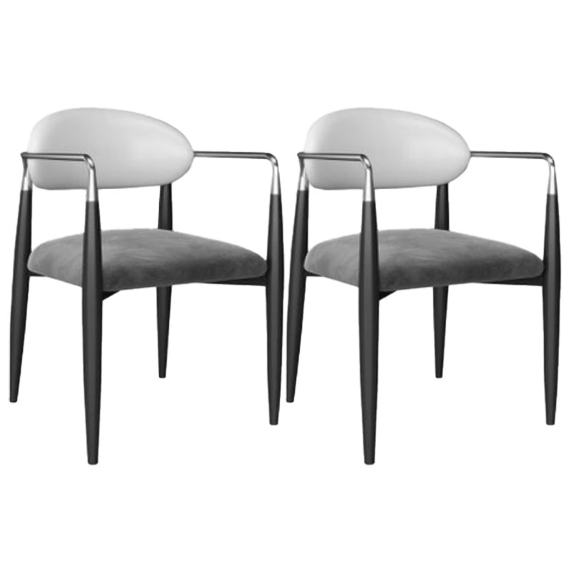 Upholstered Dining Chair Glam Style Open Back Dining Armchair for Indoor