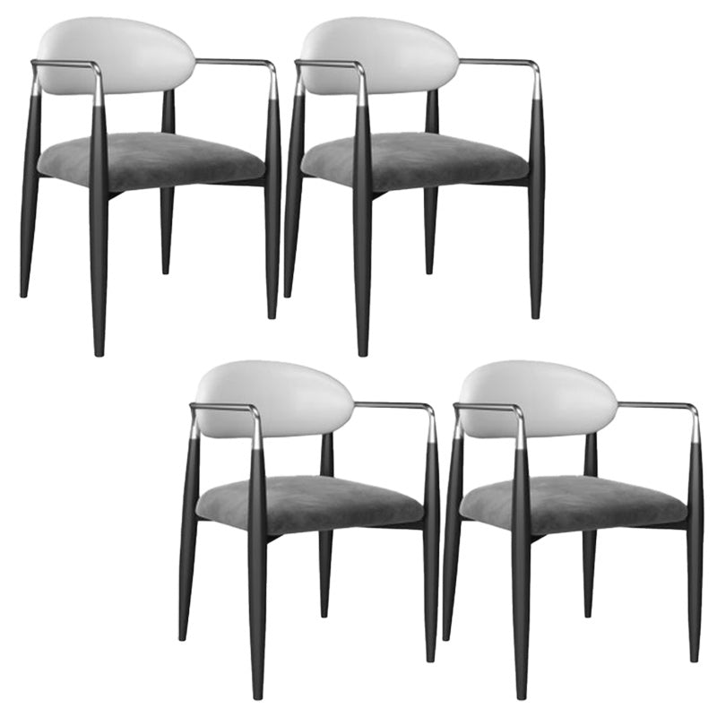Upholstered Dining Chair Glam Style Open Back Dining Armchair for Indoor