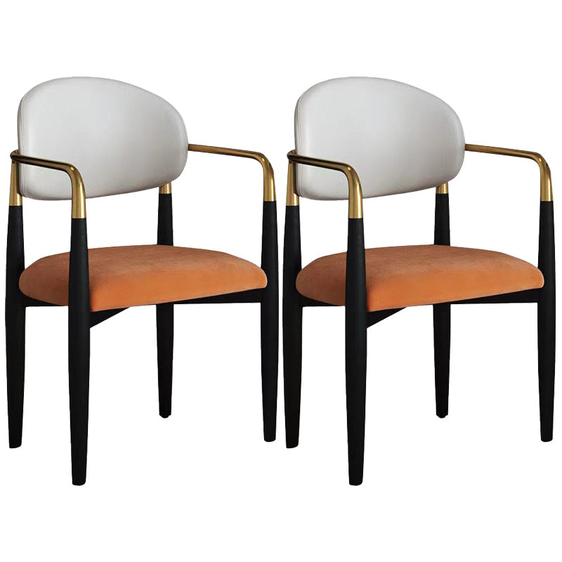 Upholstered Dining Chair Glam Style Open Back Dining Armchair for Indoor