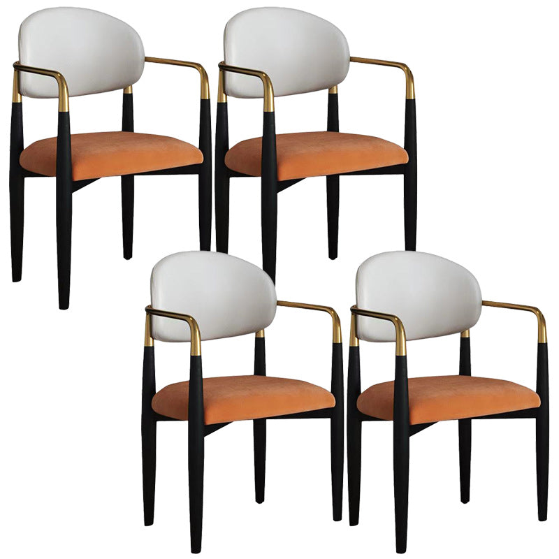 Upholstered Dining Chair Glam Style Open Back Dining Armchair for Indoor