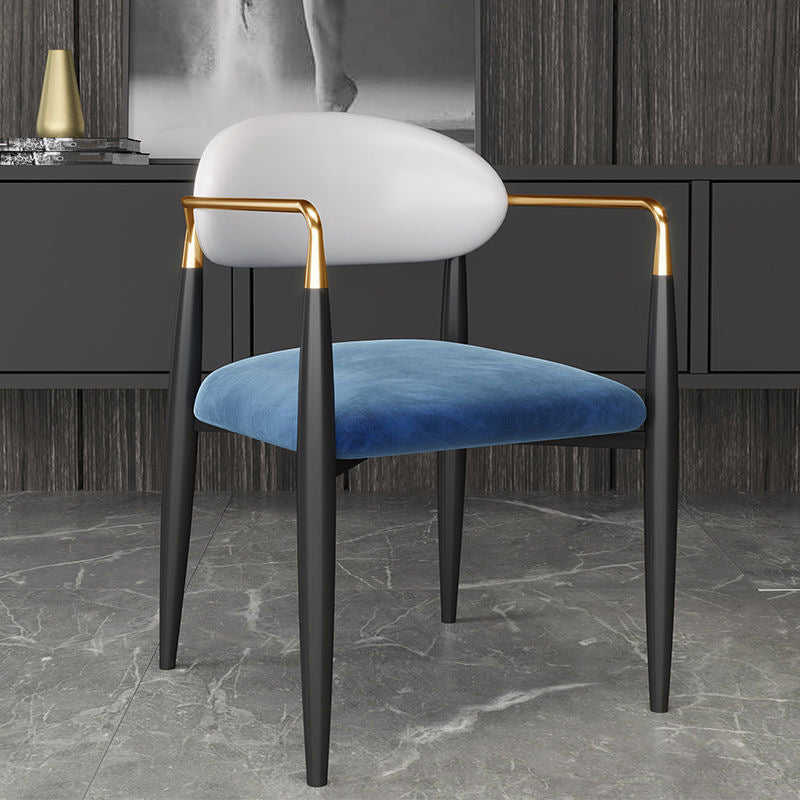 Upholstered Dining Chair Glam Style Open Back Dining Armchair for Indoor